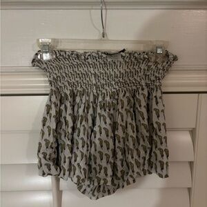 KOCH High Waist White and Yellow Smocked Shorts Skirt